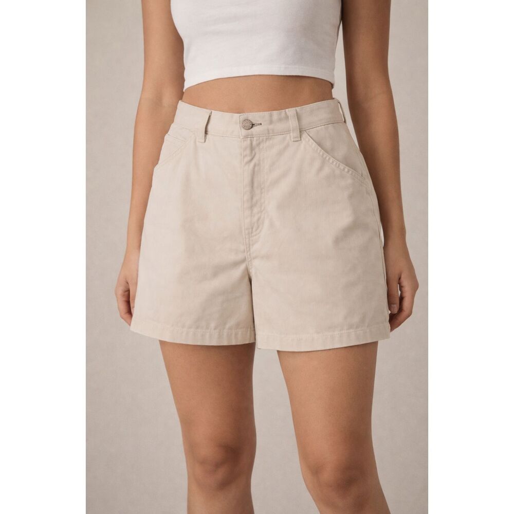 Tommy Hilfiger Jeans Khaki Shorts Womens Size 14 Beige Chino Mid Rise Preppy